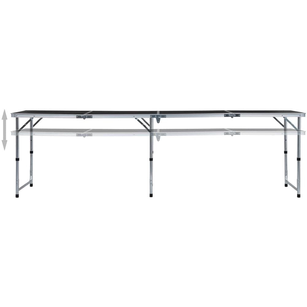 Tavolo da Campeggio Pieghevole in Alluminio Grigio 240x60 cm - Foto 3