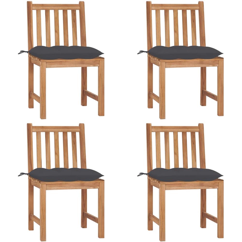 Sedie da Giardino 4 pz con Cuscini in Legno Massello di Teak - Foto 1