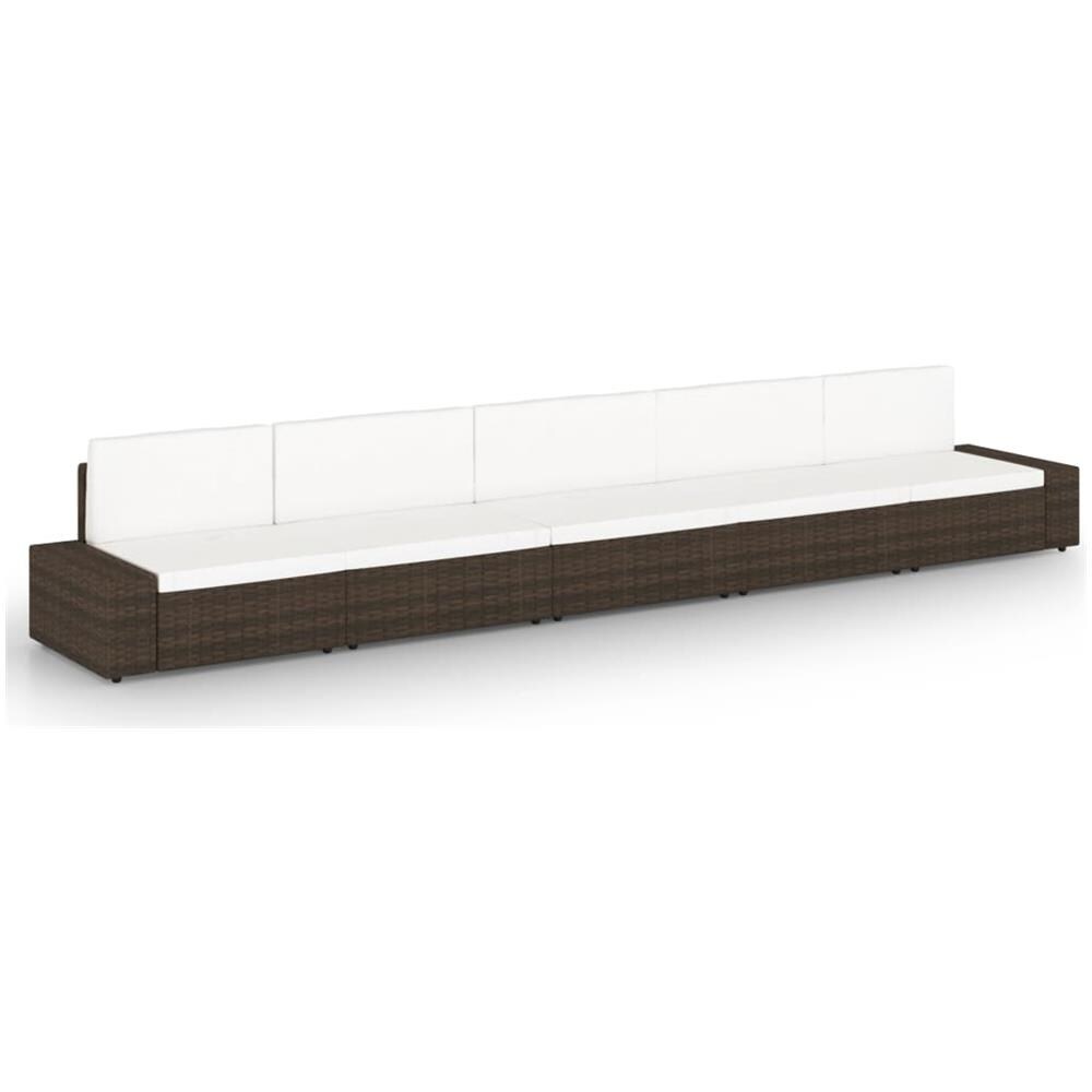 Set Divani da Giardino 5 pz con Cuscini in Polyrattan Marrone - Foto 1