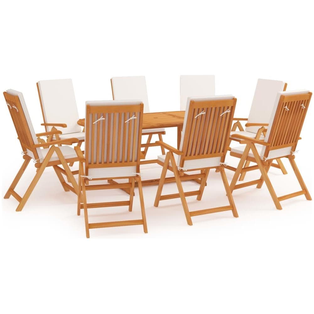 Set da Pranzo da Giardino 9 pz con Cuscini in Legno di Teak - Foto 1
