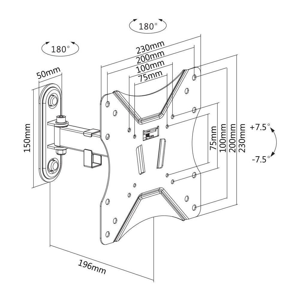 Office, Parete 2 Vie Full-motion, 23""-42"", 25kg, 75x75-200-200 - Foto 7