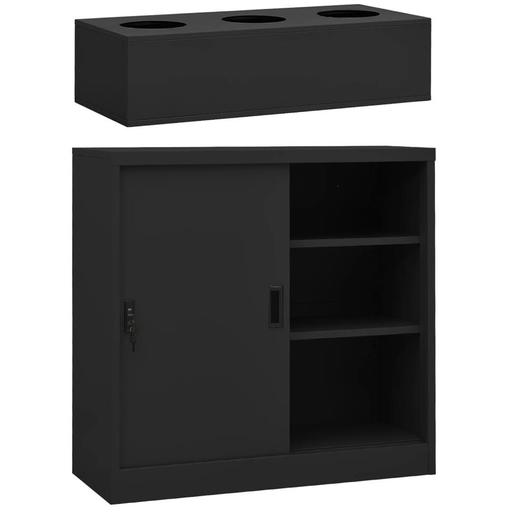 Armadio Con Anta Scorrevole E Fioriera Antracite In Acciaio - Foto 1