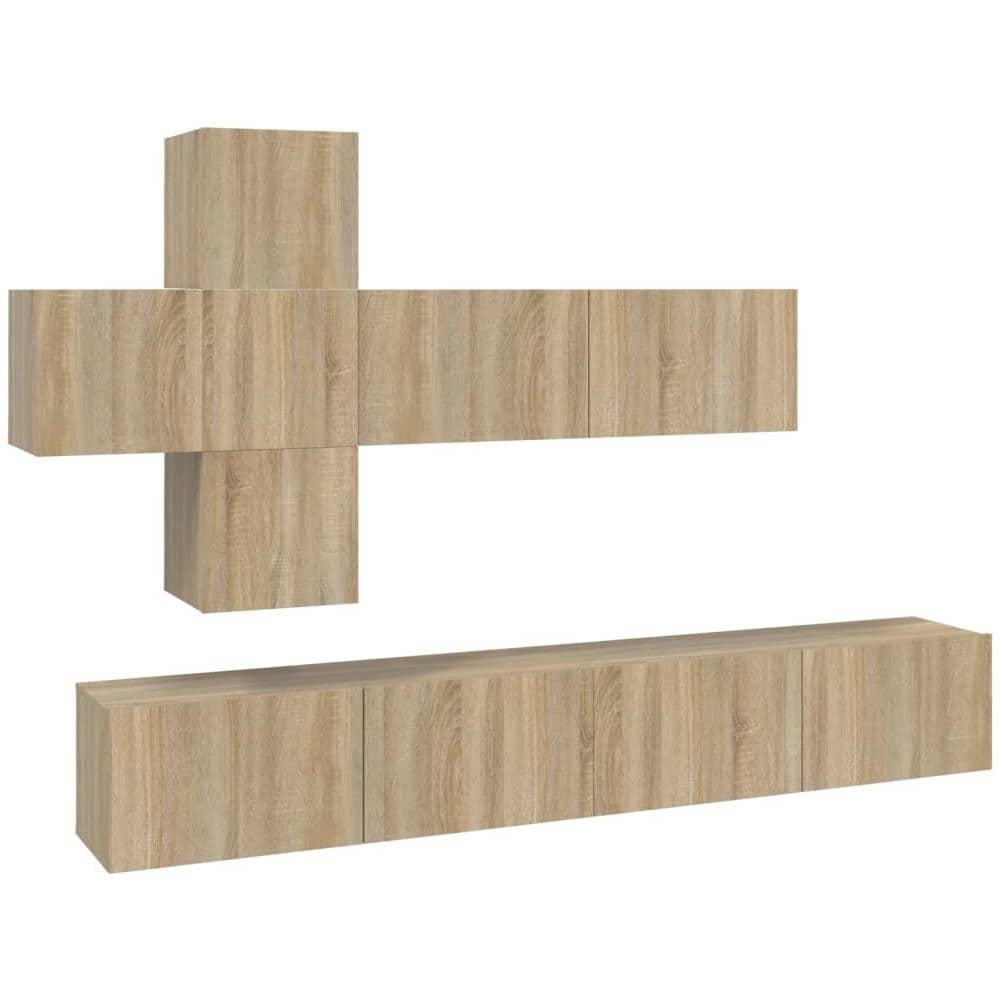 Set Di Mobili Porta Tv 7 Pz Rovere Sonoma In Legno Multistrato - Foto 2