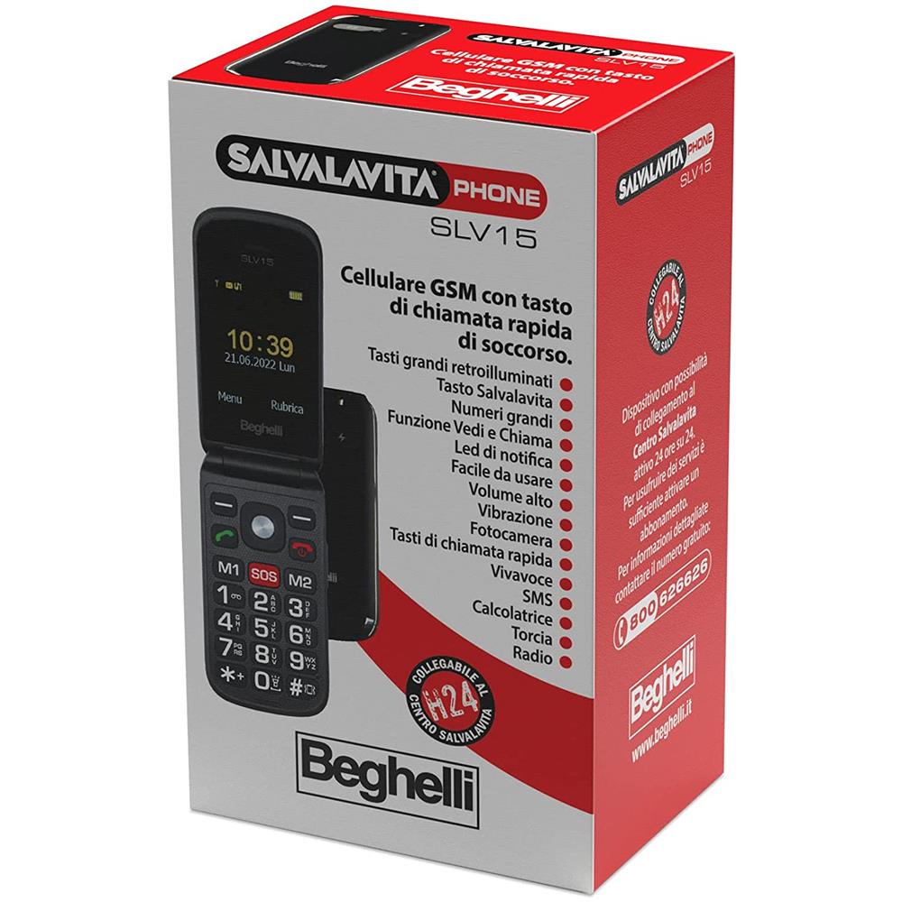 Salvavita SLV15 Senior Phone Display 2.4" con Tasti Grandi + Tasto SOS Colore Nero Italia - Foto 4