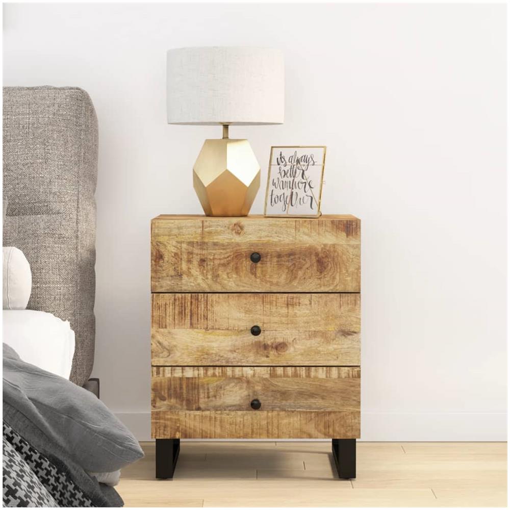 Comodino 50x33x62cm Legno Massello Di Mango E Legno Multistrato - Foto 1