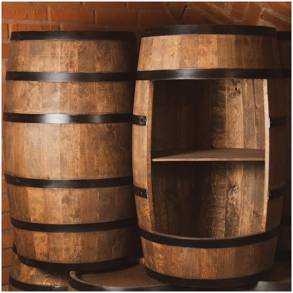 Portabottiglie In Legno, Barile In Legno, Da 80 Cm Di Altezza, Armadietto Per Vino In Stile R? tro, Scaffale Per Bottiglie Di Alcol, Cantinetta In Legno (wenge) - Foto 2