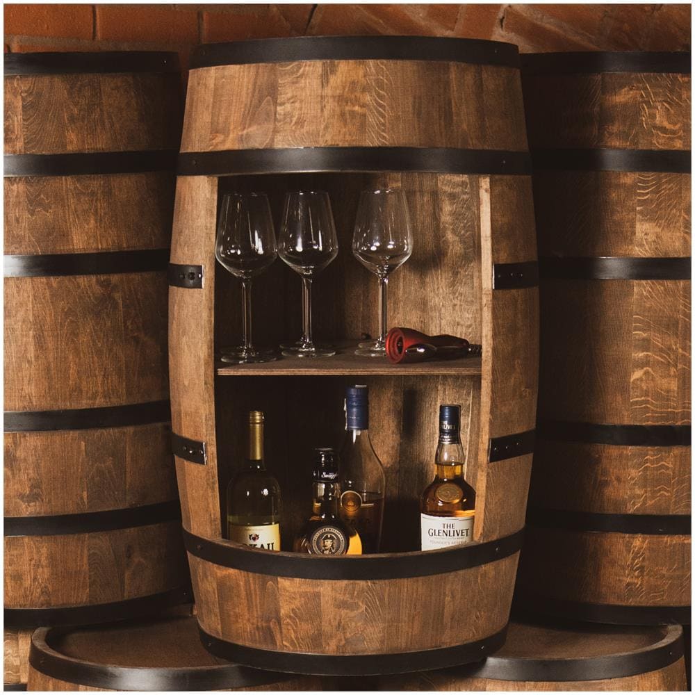 Portabottiglie In Legno, Barile In Legno, Da 80 Cm Di Altezza, Armadietto Per Vino In Stile R? tro, Scaffale Per Bottiglie Di Alcol, Cantinetta In Legno (wenge) - Foto 1