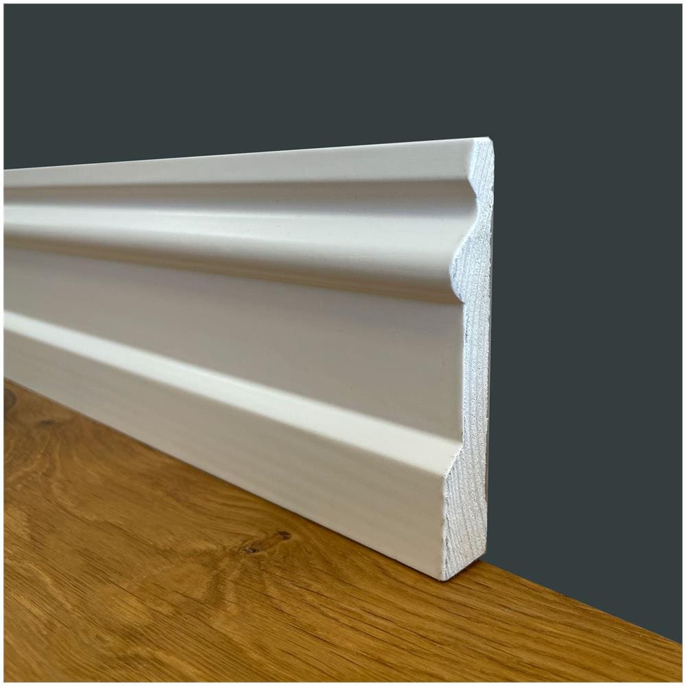 Battiscopa Premium In Legno Massello Mod. Inglese 95x15 Laccato Bianco Liscio (prezzo Al Metro) - Foto 1