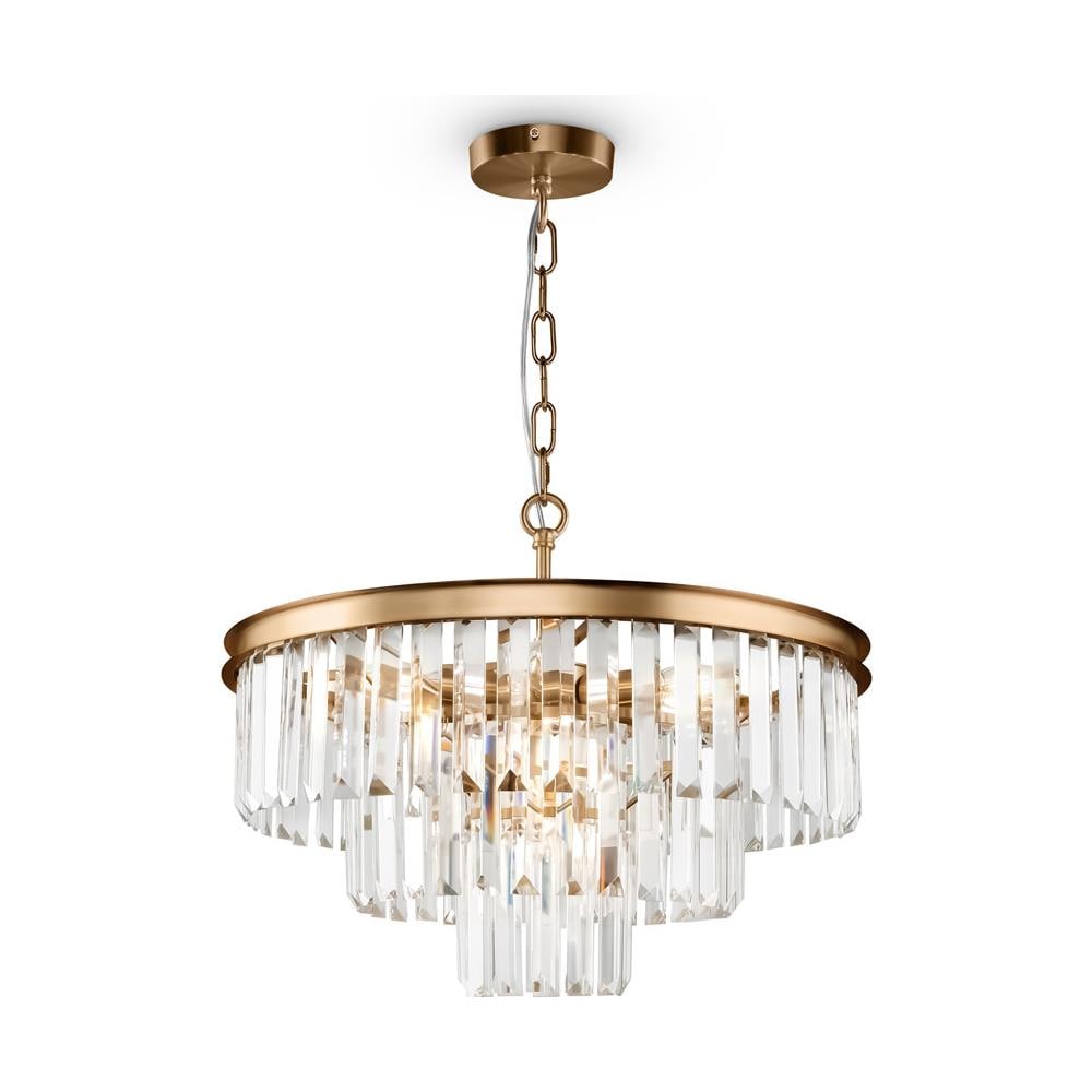Lampadario Contemporaneo Revero Metallo Ottone 7 Luci Diffusori Vetro - Foto 1