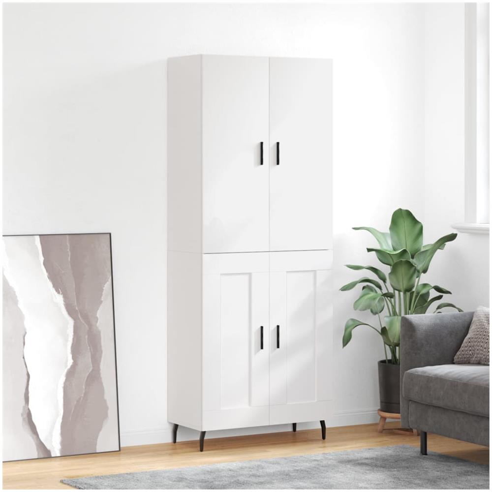 Credenza Bianca 69,5x34x180 Cm In Legno Multistrato - Foto 1