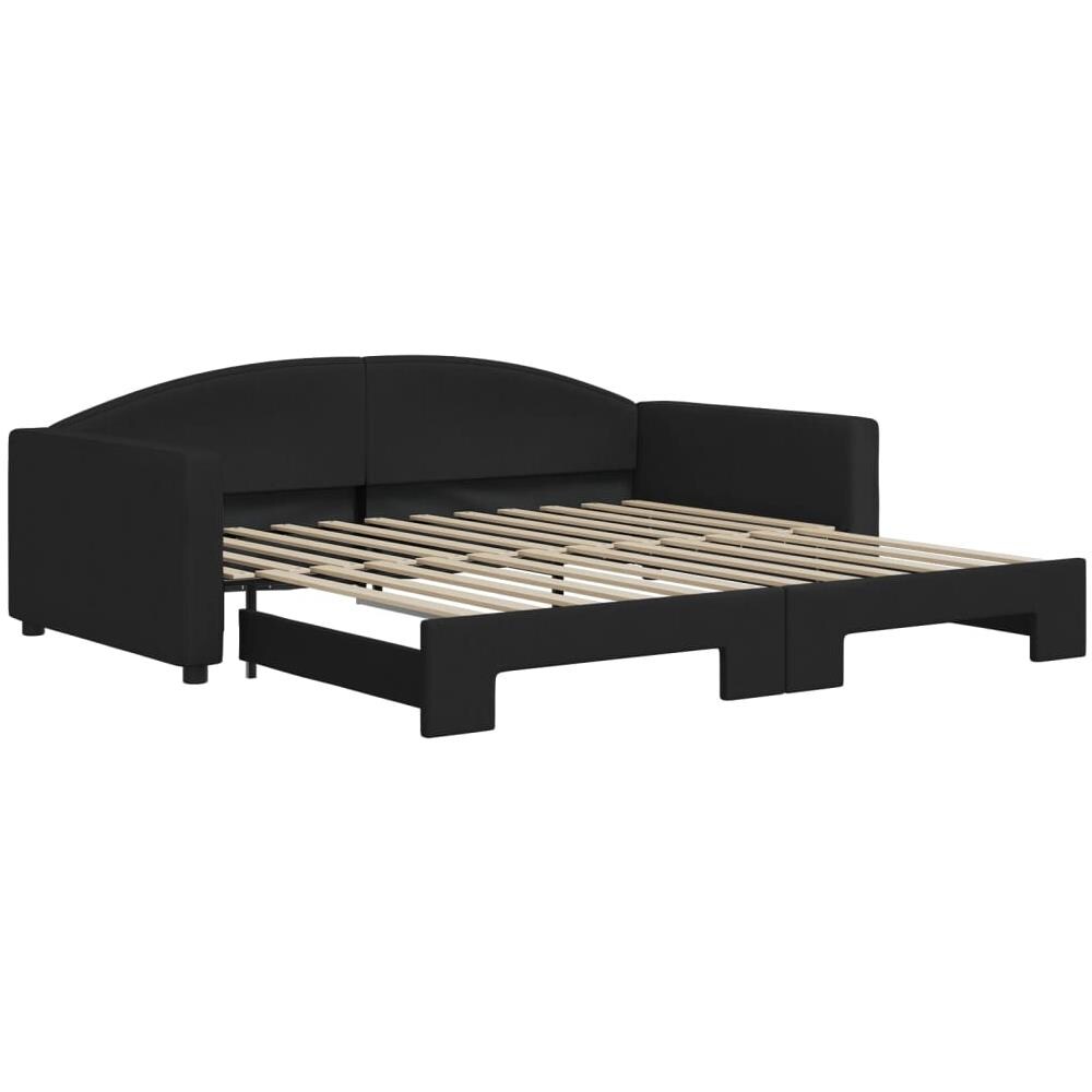 Divano Letto Con Letto Estraibile Nero 100x200 Cm In Tessuto - Foto 2