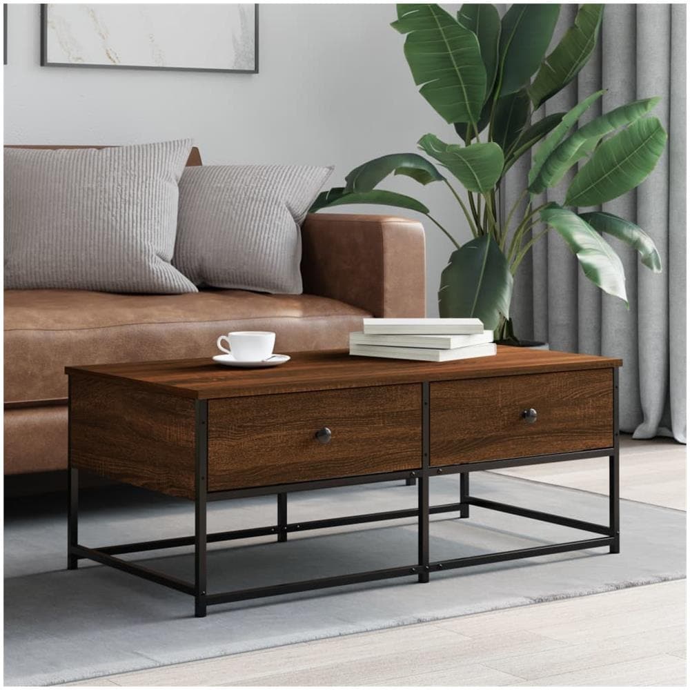 Tavolino Salotto Rovere Marrone 100x51x40 Cm Legno Multistrato - Foto 1