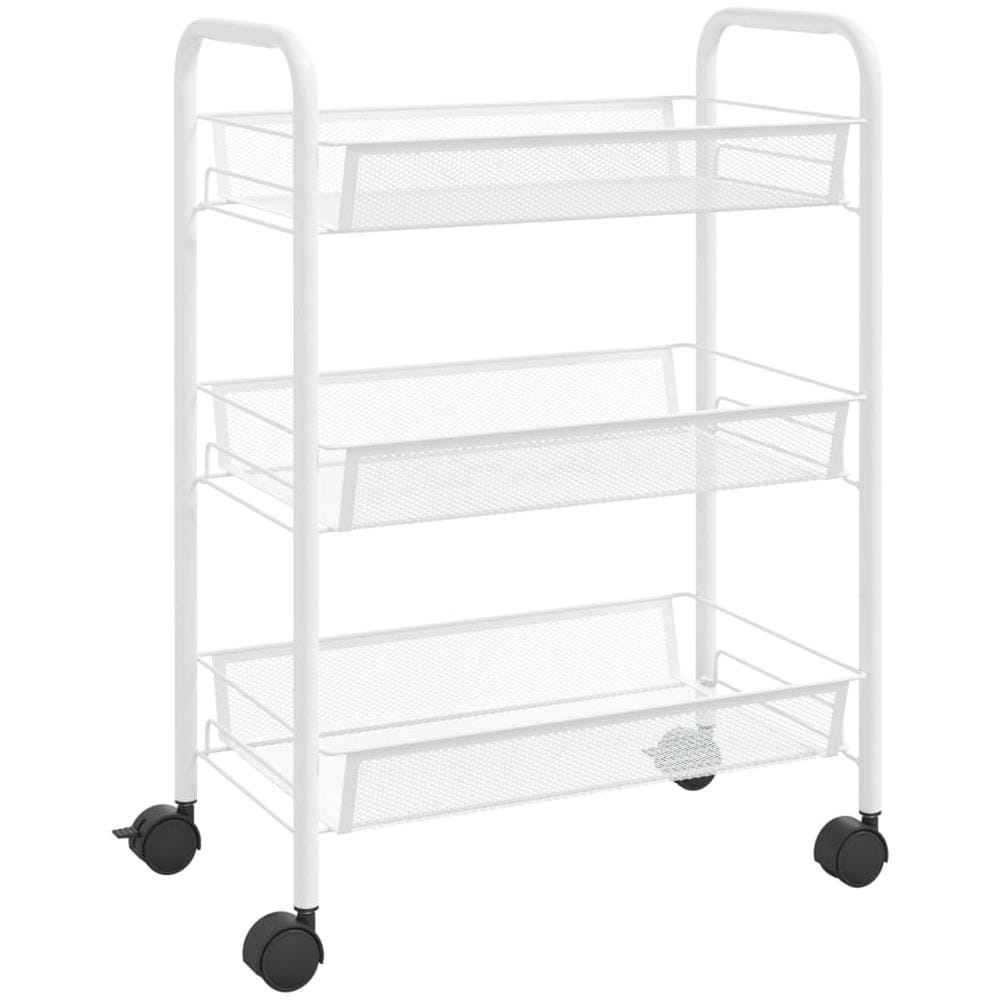 Carrello Da Cucina Con 3 Ripiani Bianco 46x26x64 Cm In Ferro - Foto 2