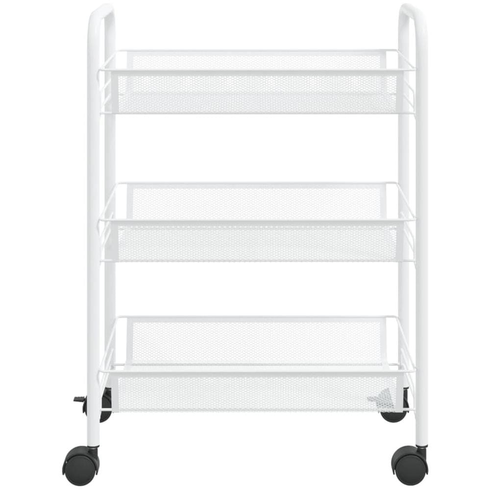 Carrello Da Cucina Con 3 Ripiani Bianco 46x26x64 Cm In Ferro - Foto 3