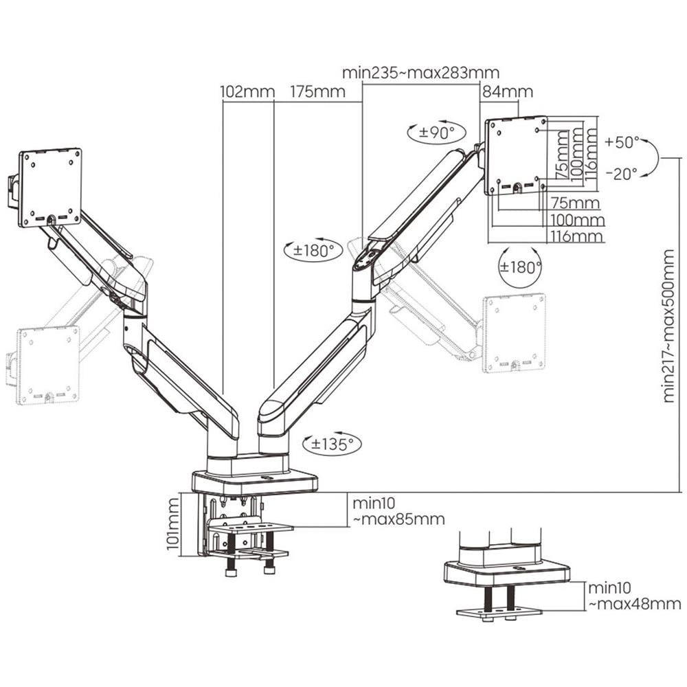 17031109 supporto da tavolo per Tv a schermo piatto 88,9 cm (35") Nero, Grigio Scrivania - Foto 2