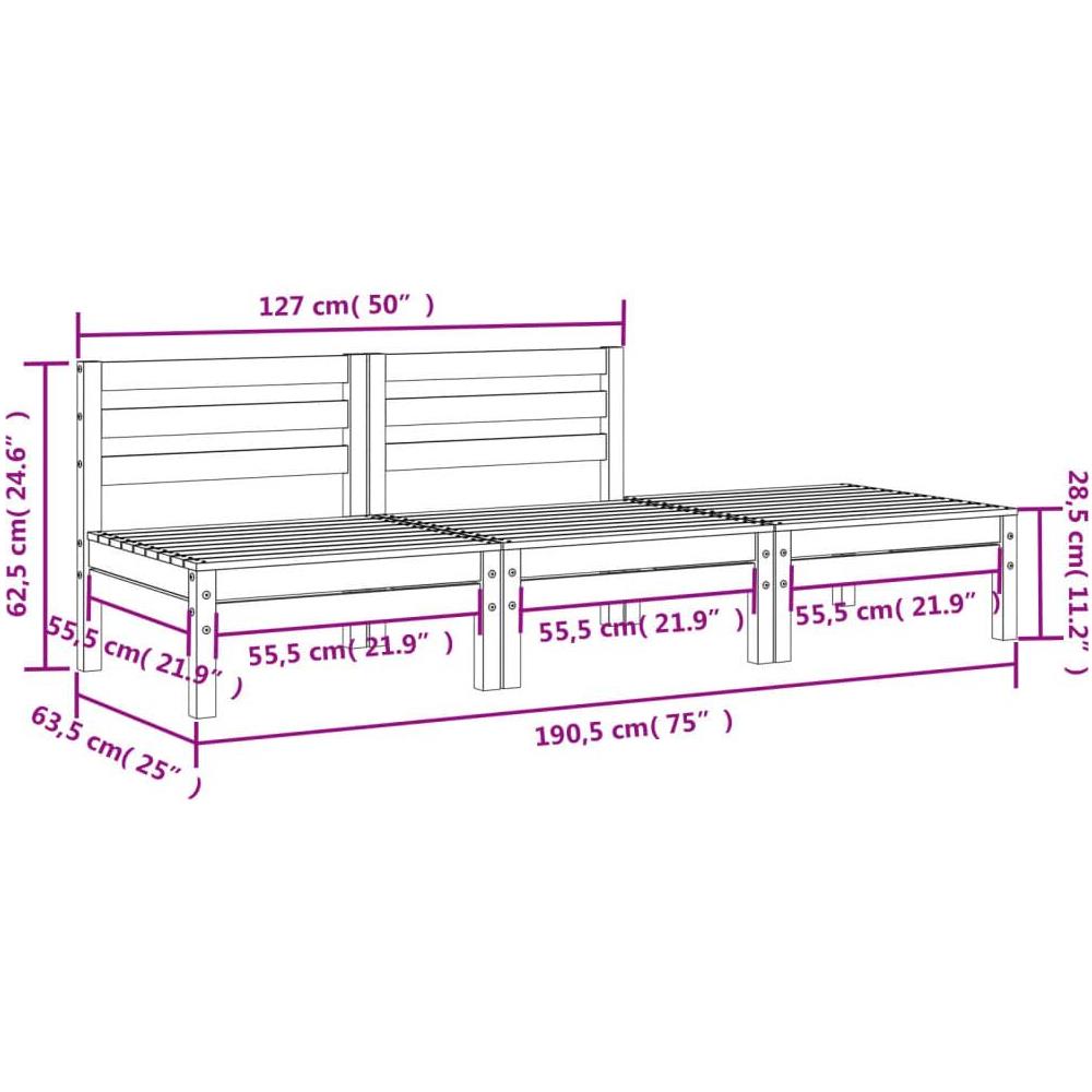 Divano da Giardino a 3 Posti in Legno Massello di Pino Bianco - Foto 10