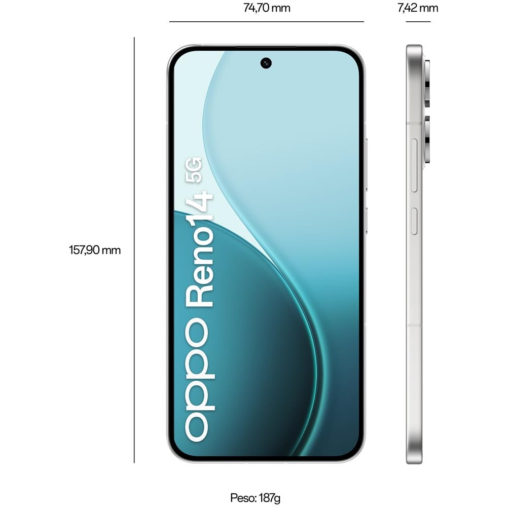 Reno 14 5G 512GB 12GB Ram Display 6.59" Main Camera 50MP USB tipo-C Dual nanoSim Android 15 Dimensity 8350. 6000 mAh Opal White - Foto 9