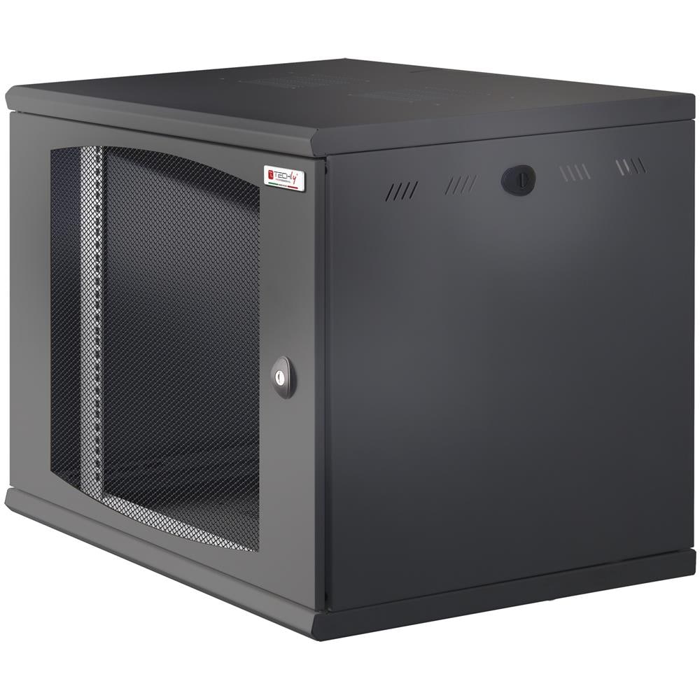 Armadio Rack 19'' A Muro 16u Sezione Unica P 600mm Porta Grigliata Nero - Foto 1