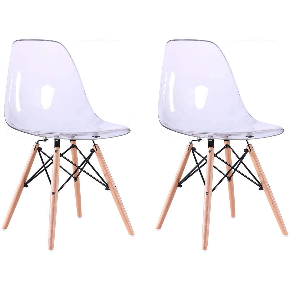 Juliette - Sedia Stile Nordico Trasparente Con Gambe In Legno Set Da 2 - Foto 1