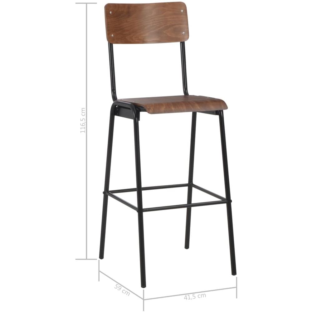 Sedie Da Bar 2 Pz Marroni In Compensato Solido E Acciaio - Foto 8