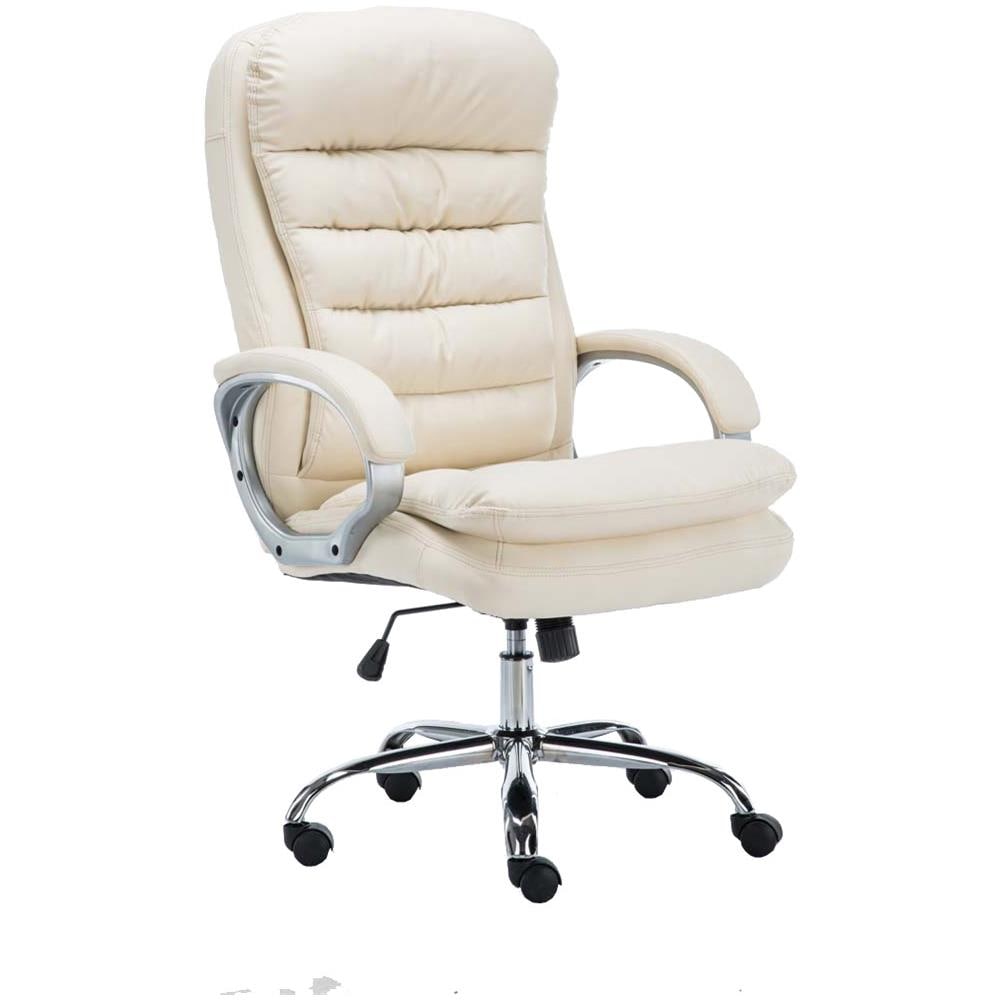 Sedia Ufficio Vancouver XXL in Similpelle I Poltrona Elegante Direttore Carico Max 235 kg I Poltrona Ergonomica Imbottita e Rinforzata Crema - Foto 1