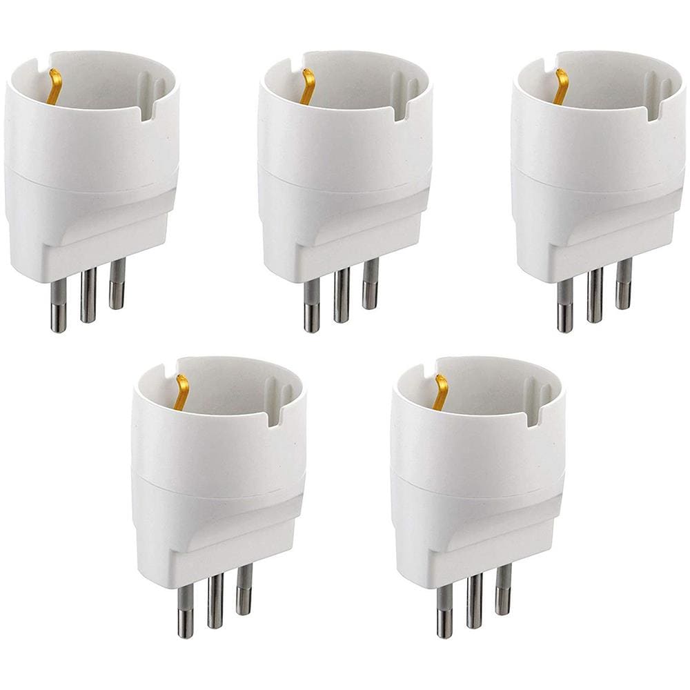 92292 Set 5 Adattatori Da Schuko A Spina Piccola 10a, Bianco, Confezione Da 5 - Foto 1