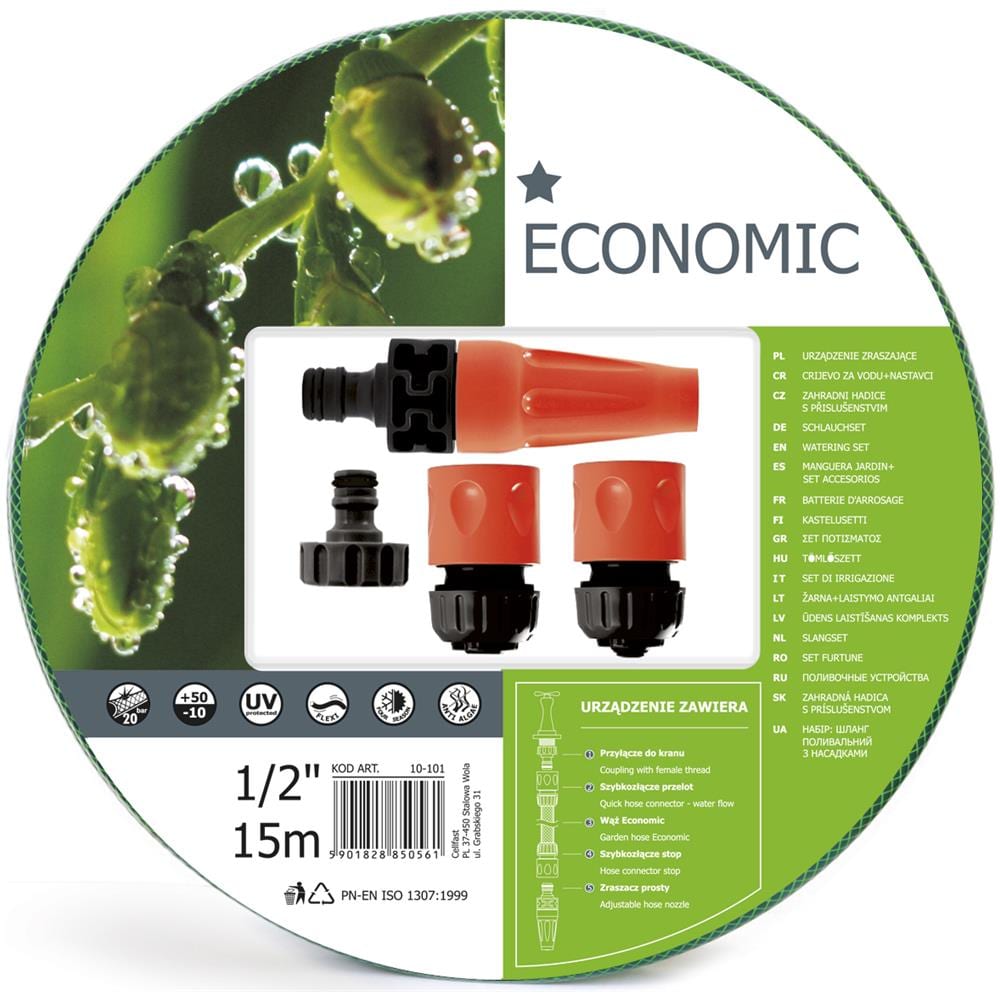 Set Da Giardino Economico 10-101 Tubo 15m 1/2 ""più Sprinkler - Foto 1