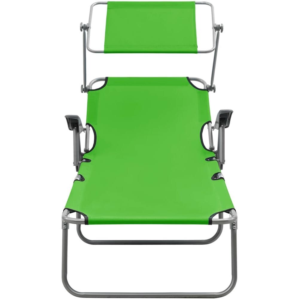 Lettino Prendisole con Baldacchino in Acciaio Verde - Foto 2