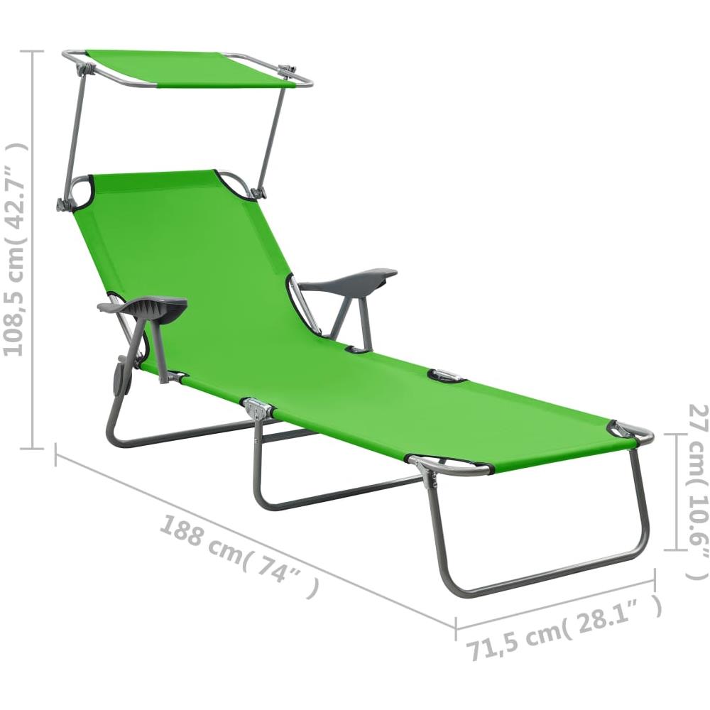 Lettino Prendisole con Baldacchino in Acciaio Verde - Foto 8