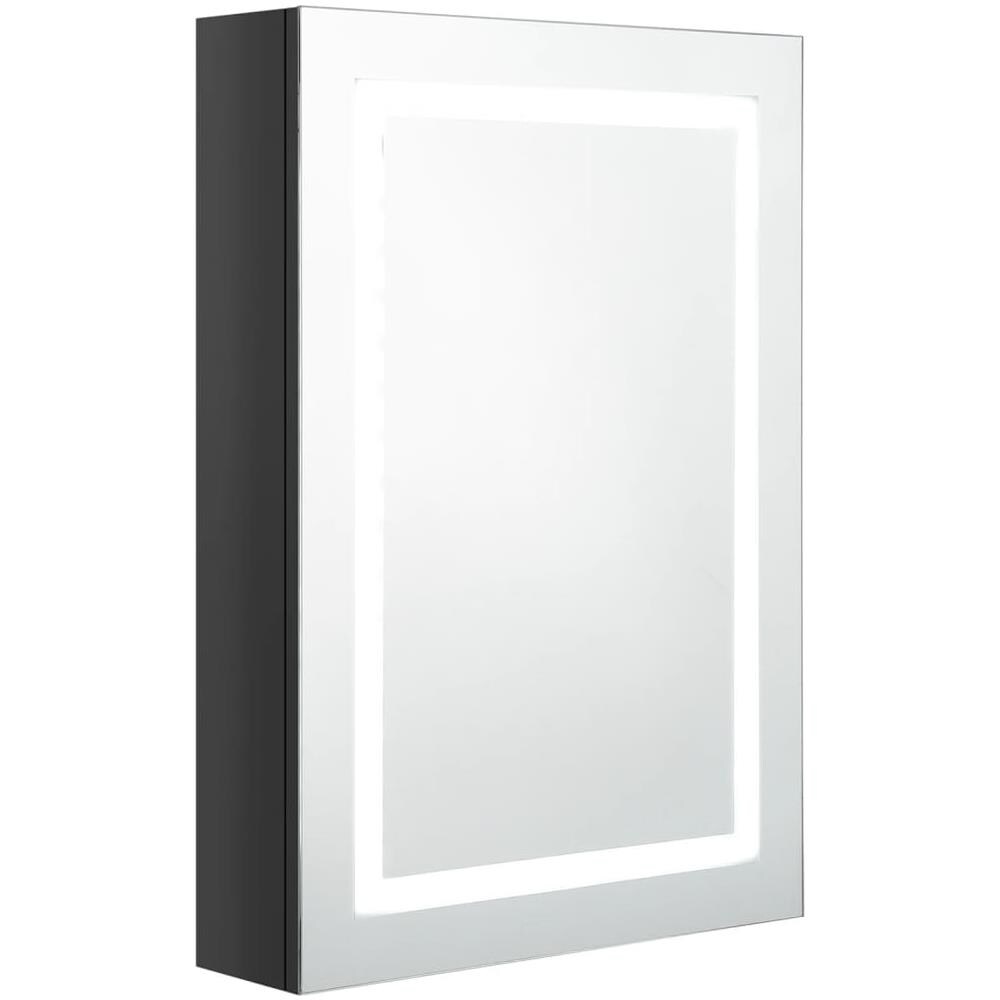 Armadietto Bagno con Specchio e LED Nero Lucido 50x13x70 cm - Foto 2