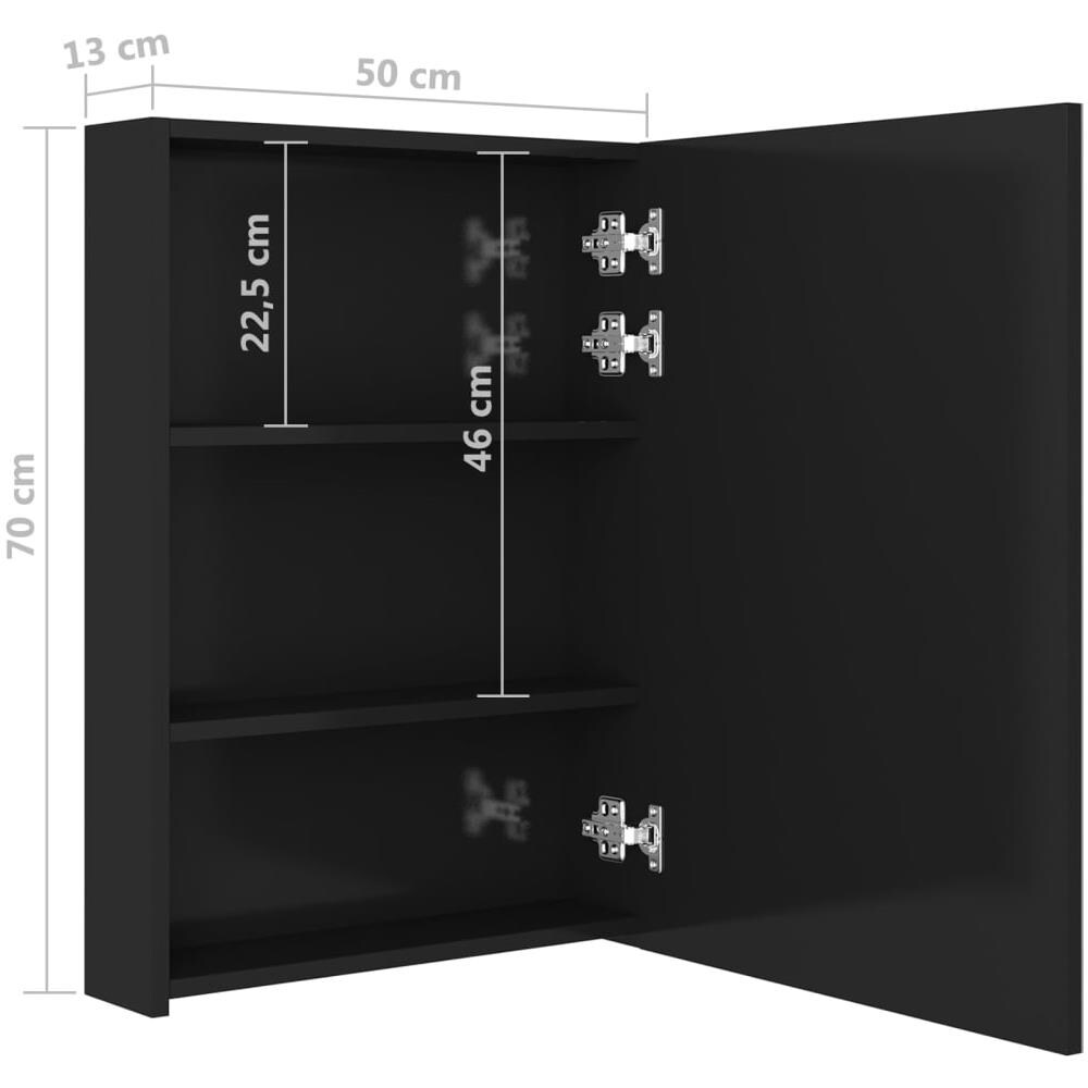 Armadietto Bagno con Specchio e LED Nero Lucido 50x13x70 cm - Foto 8