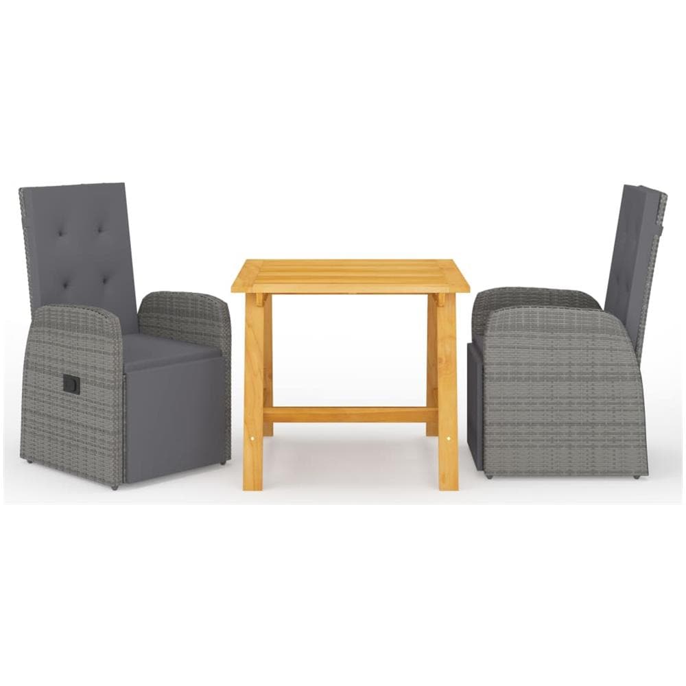 Set Mobili da Pranzo per Giardino 3 pz Grigio - Foto 1