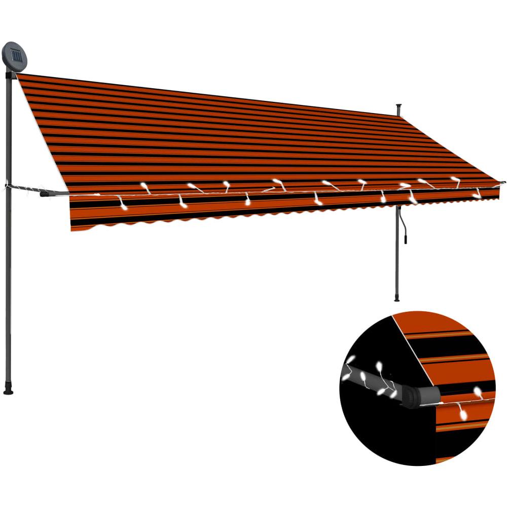 Tenda da Sole Retrattile Manuale LED 400 cm Arancione e Marrone - Foto 1