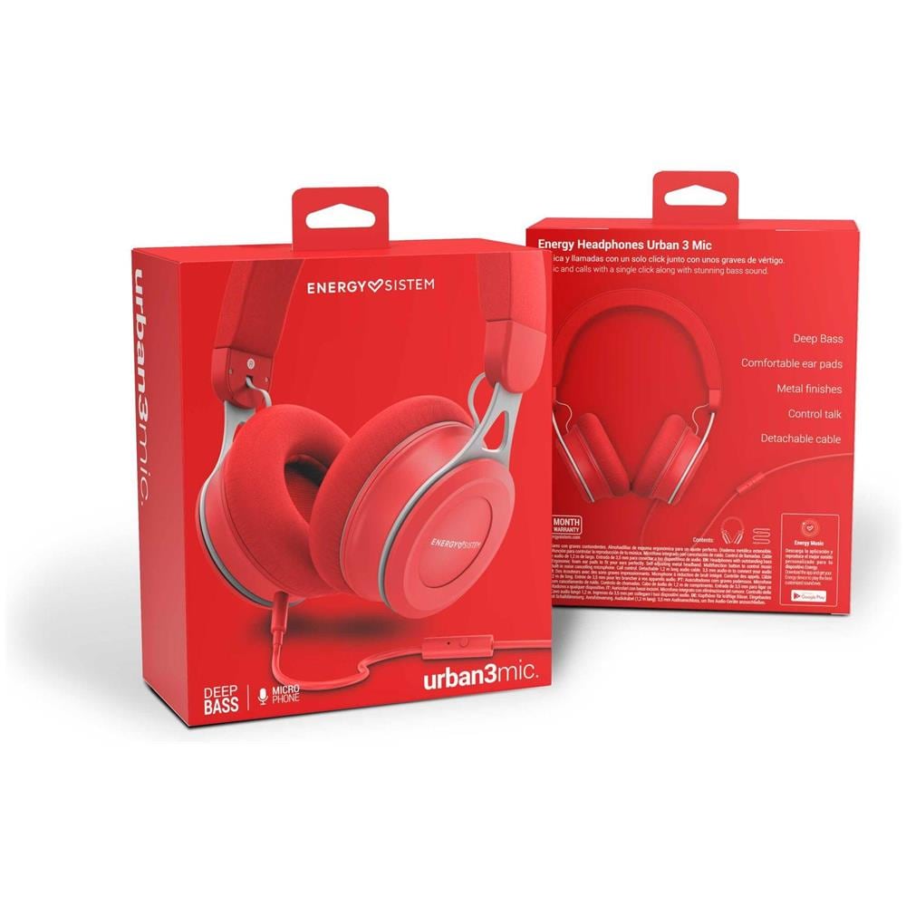 Urban 3 Cuffia Stereo Padiglione Auricolare Cablato con Microfono Integrato Colore Rosso - Foto 6