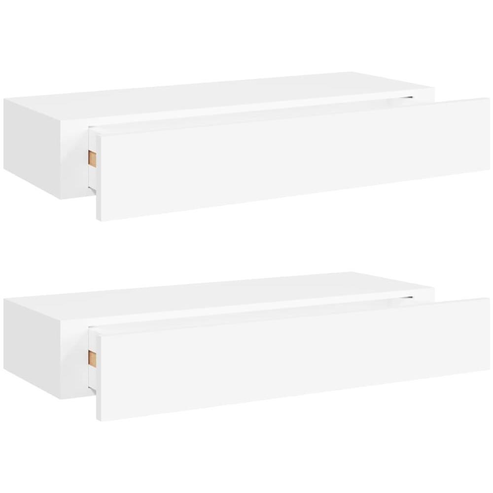 Scaffali Con Cassetti Da Parete 2 Pz Bianco 60x23,5x10 Cm Mdf - Foto 2