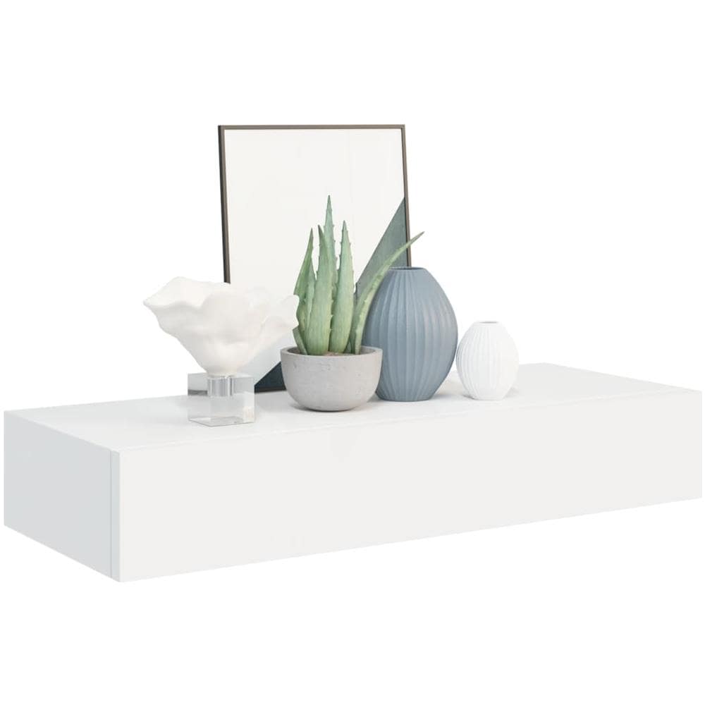 Scaffali Con Cassetti Da Parete 2 Pz Bianco 60x23,5x10 Cm Mdf - Foto 3