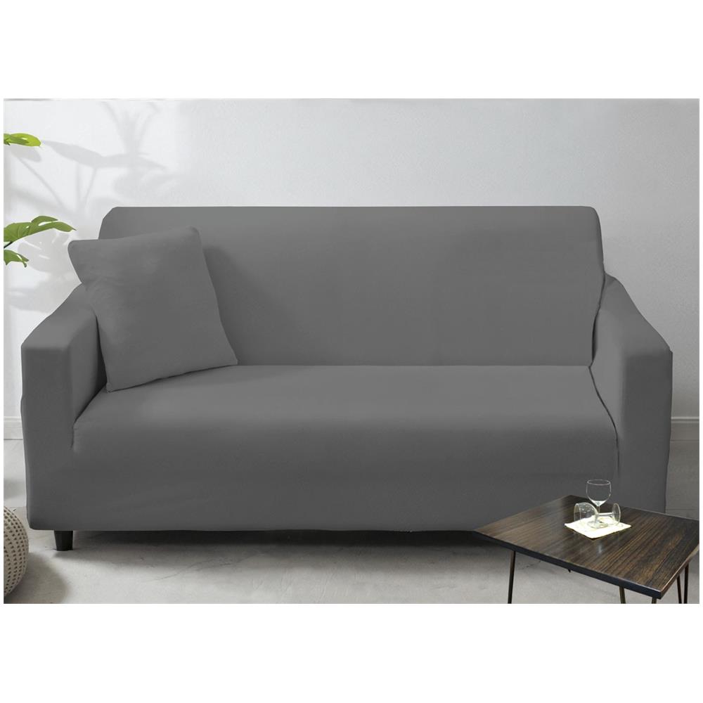 Copridivano Antimacchia Elasticizzato Penisola Componibile Tinta Unita Modello Perfetto 1+2 Grigio Scuro - Foto 1