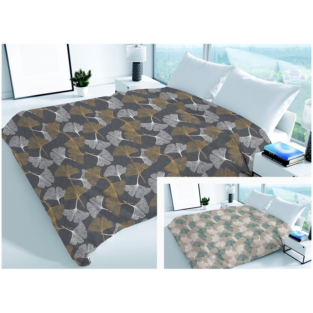 Copriletto Piquet Primavera Estate 100% Cotone Disegno Ginko Singolo Giallo - Foto 2