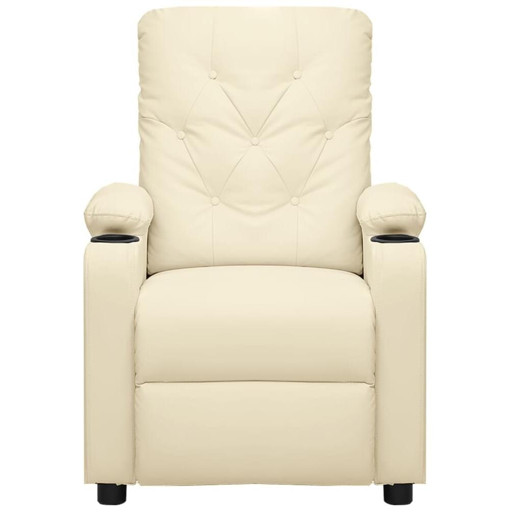 Poltrona Reclinabile Crema In Similpelle - Foto 3