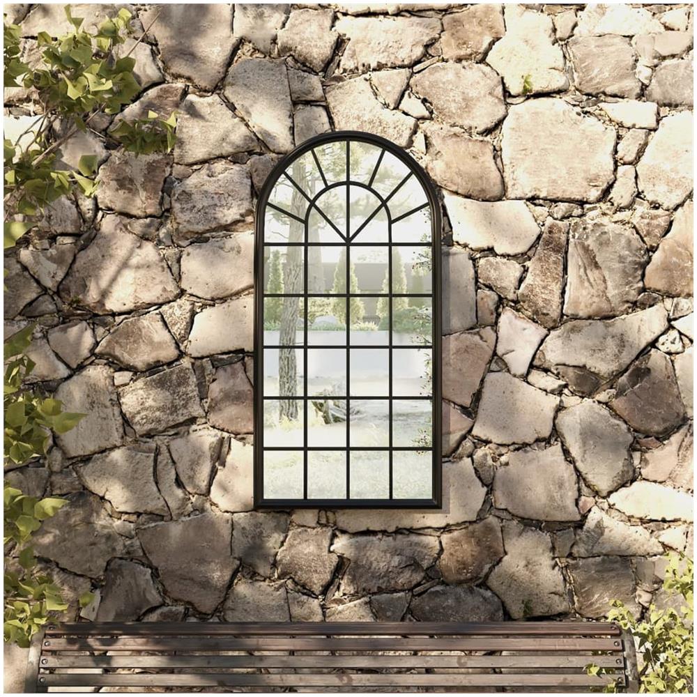 Specchio Da Giardino Nero 90x45 Cm In Ferro Per Uso Esterno - Foto 1
