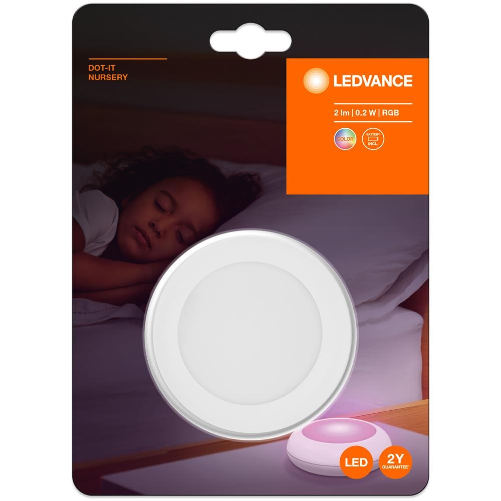 Ledvance Apparecchio A Batteria Led: Per Parete / sottoscocca, Dot-it Nursery / 0,20 W, 4.5 V, Ampiezza Fascio Luminoso: 110, Rgb, Materiale Del Corpo: Plastic, Ip20 - Foto 2
