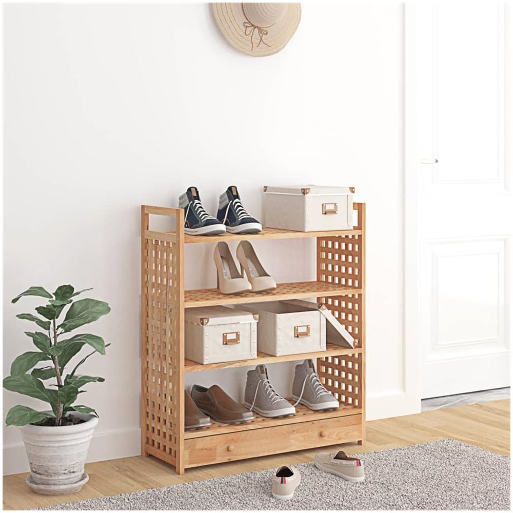 Scarpiera Con Cassetto 70x27x81 Cm Legno Massello Di Noce - Foto 1