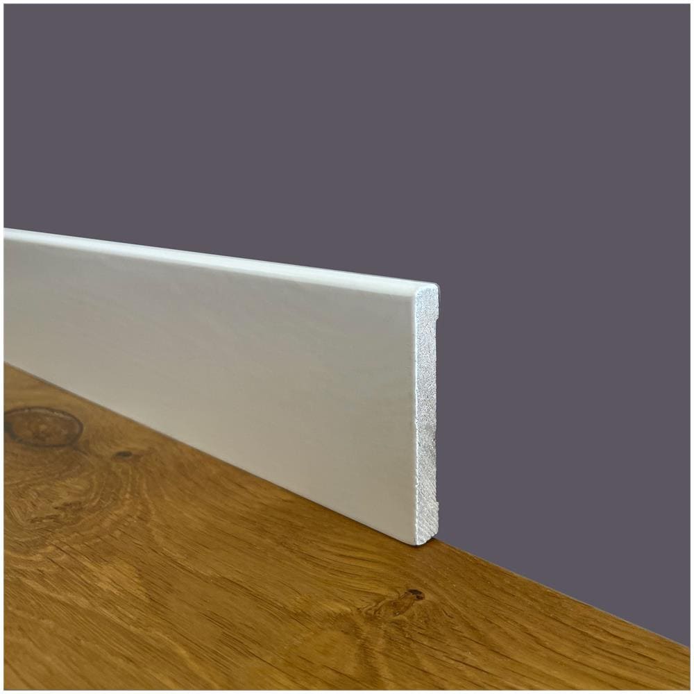 100ml Di Battiscopa Premium In Legno Massello Squadrato 70x10 Laccato Bianco - Foto 1