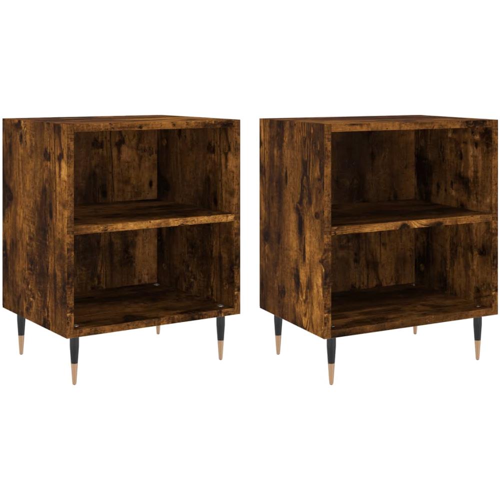 Comodini Rovere Fumo 2 Pz 40x30x50 Cm In Legno Multistrato - Foto 1