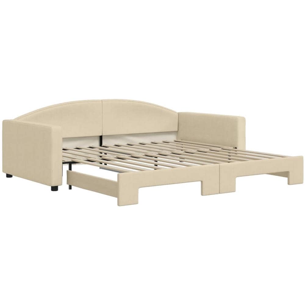 Divano Letto Con Letto Estraibile Crema 100x200 Cm In Tessuto - Foto 2