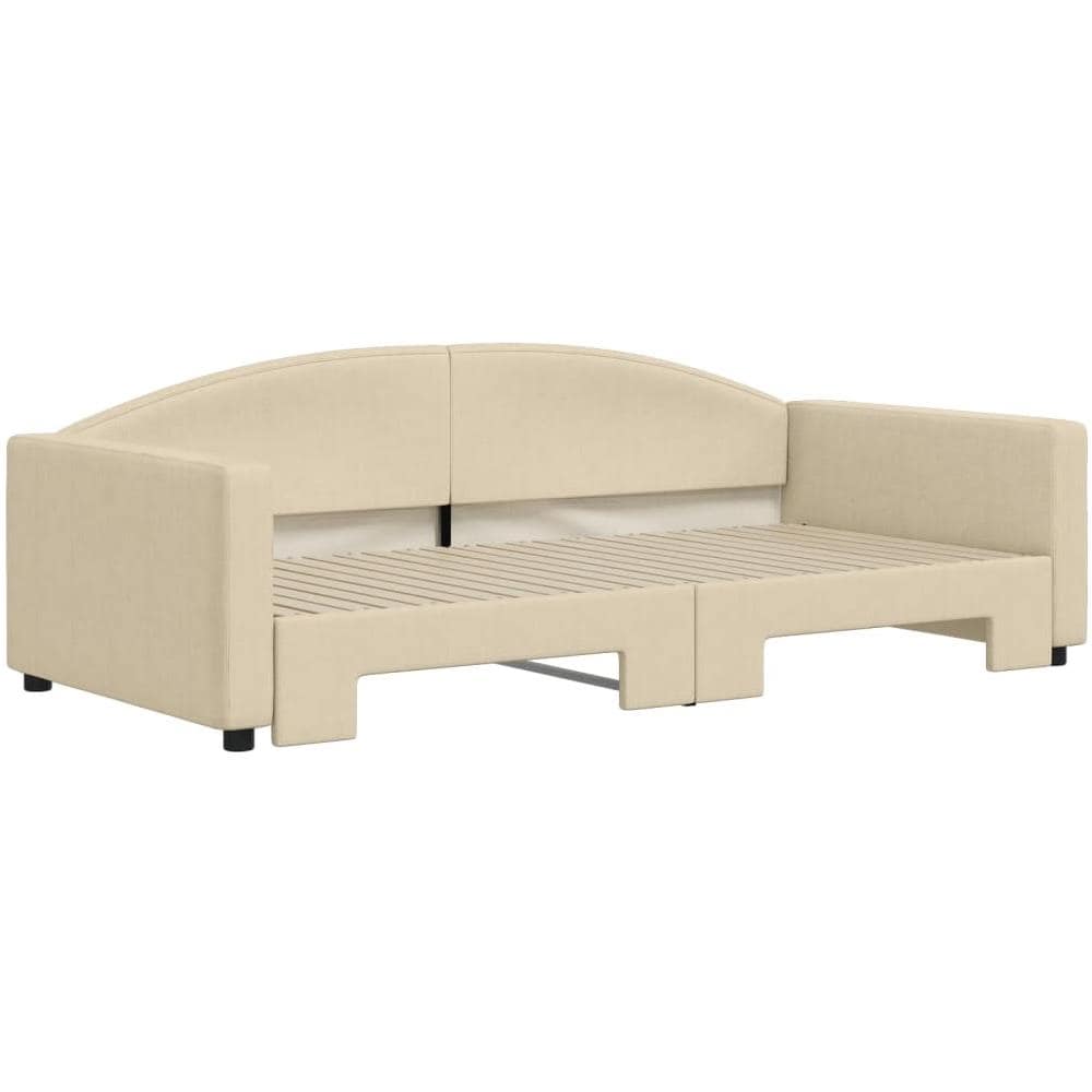 Divano Letto Con Letto Estraibile Crema 100x200 Cm In Tessuto - Foto 3