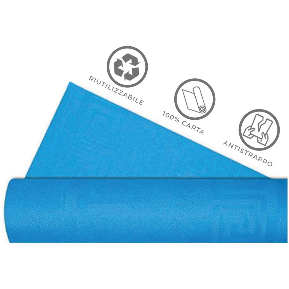 Rotolo Tovaglia Tinta Unita Per Feste Antistrappo 100% Carta Made Italy 5mtx1,20mt 5 Metri Azzurro - Foto 5