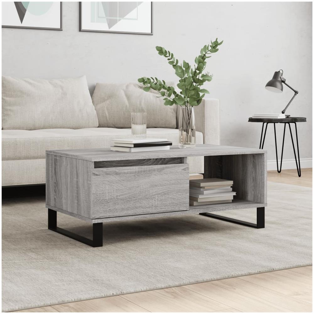 Tavolino Salotto Grigio Sonoma 90x50x36,5 Cm Legno Multistrato - Foto 1
