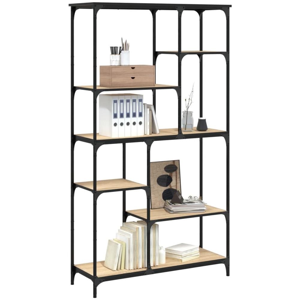 Libreria Rovere Sonoma 99x35,5x176 Cm Legno Multistrato Acciaio - Foto 4
