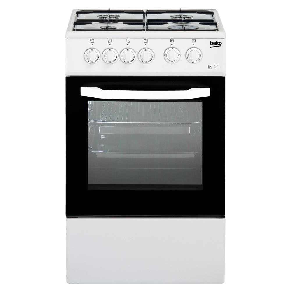 Cucina CSS42014FW, (LxDxA) 50x50x85, Bianca, Forno elettrico statico, piano cottura a gas 4 zone, Coperchio in metallo - Foto 1